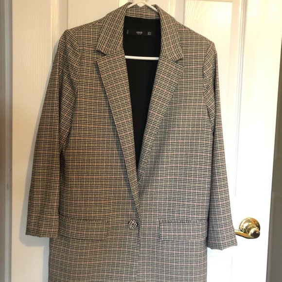 Mango Structured Suit Plaid Check Blazer - Picture 11 of 12
